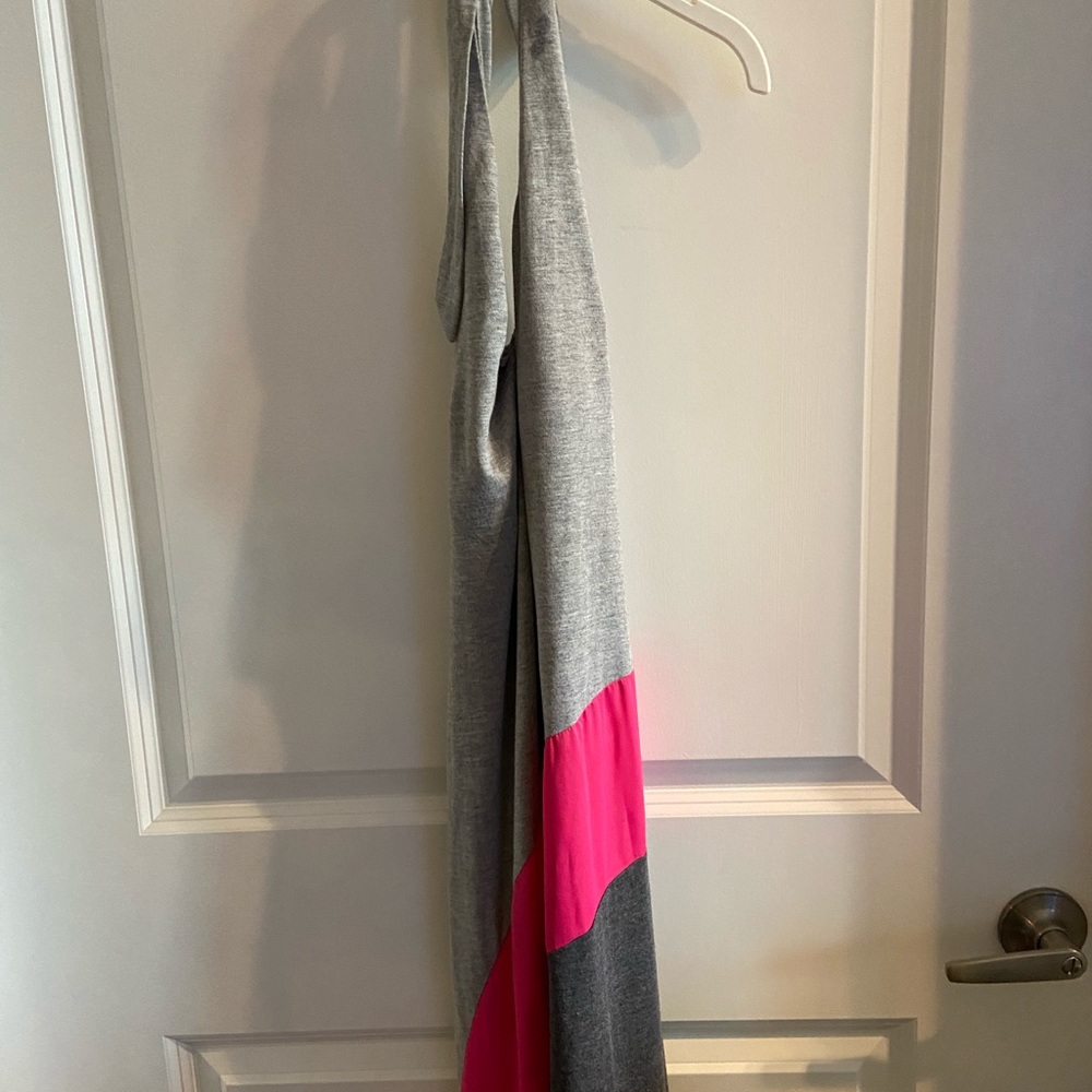 Grey and fuchsia halter maxi dress